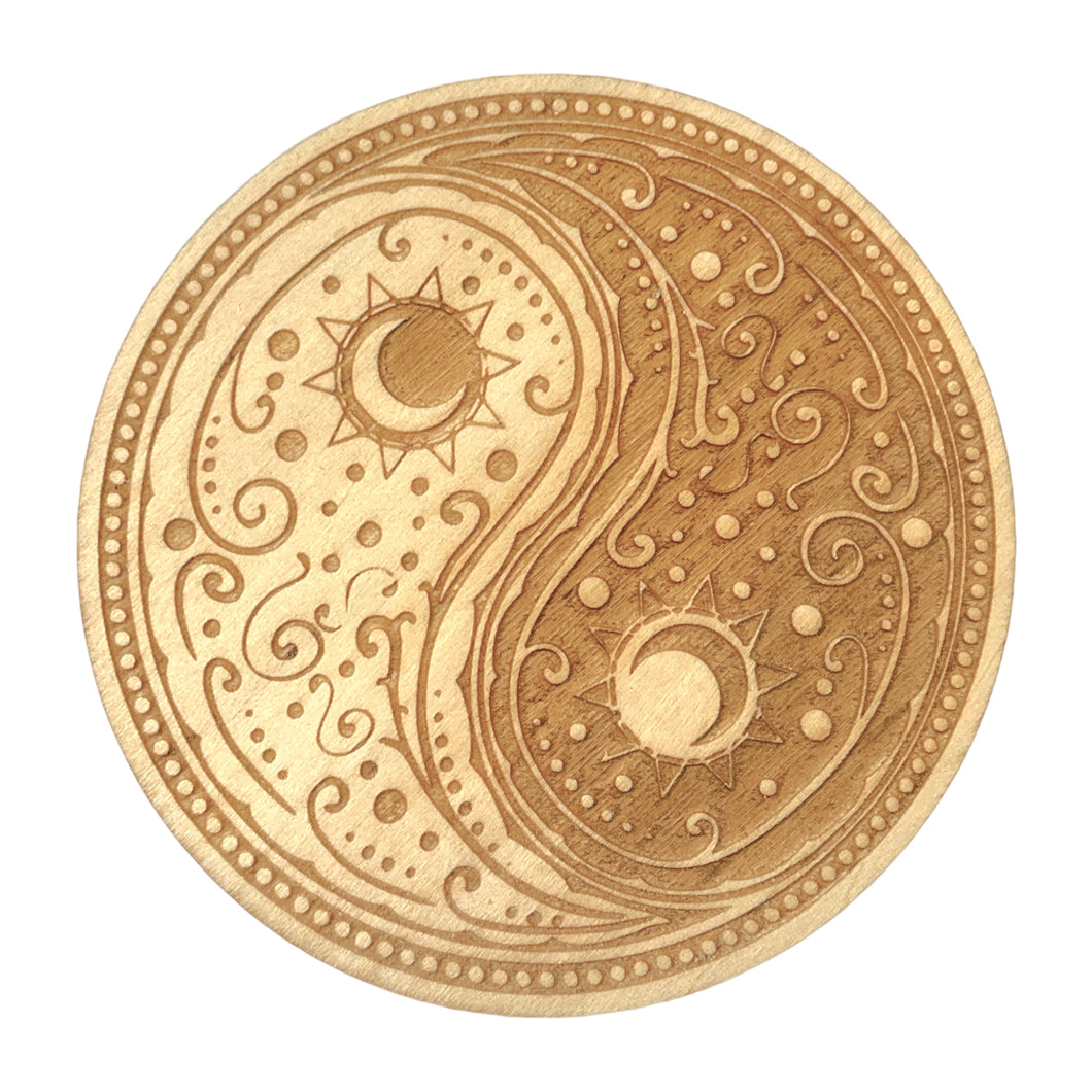 Plaque Yin yang en bois 10 cm