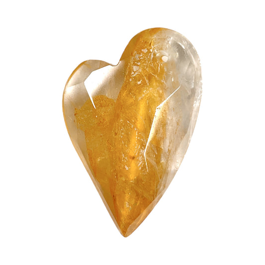 Pendentif forme cœur facetté Quartz hématoite jaune percé devant