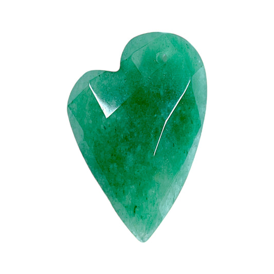 Pendentif forme cœur facetté Aventurine verte percé devant