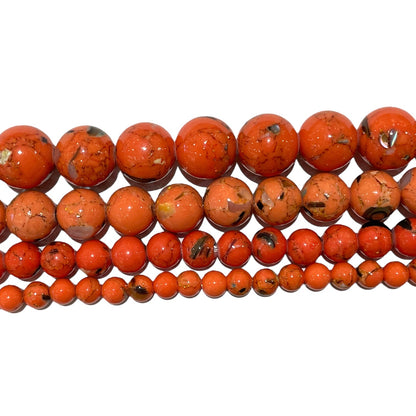 Fil de perle Howlite coquillage orange teinté - Foliesbijoux