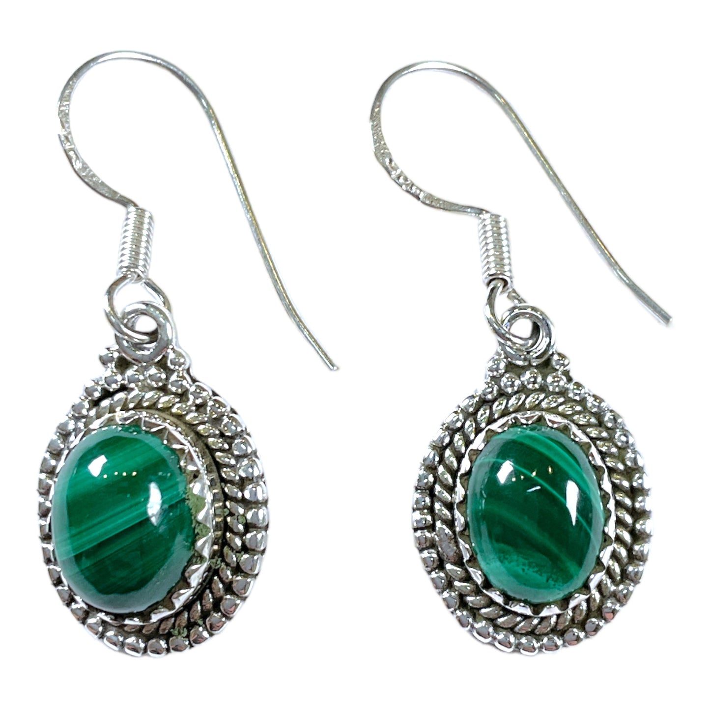 Boucle d'oreille en Argent 925 & malachite