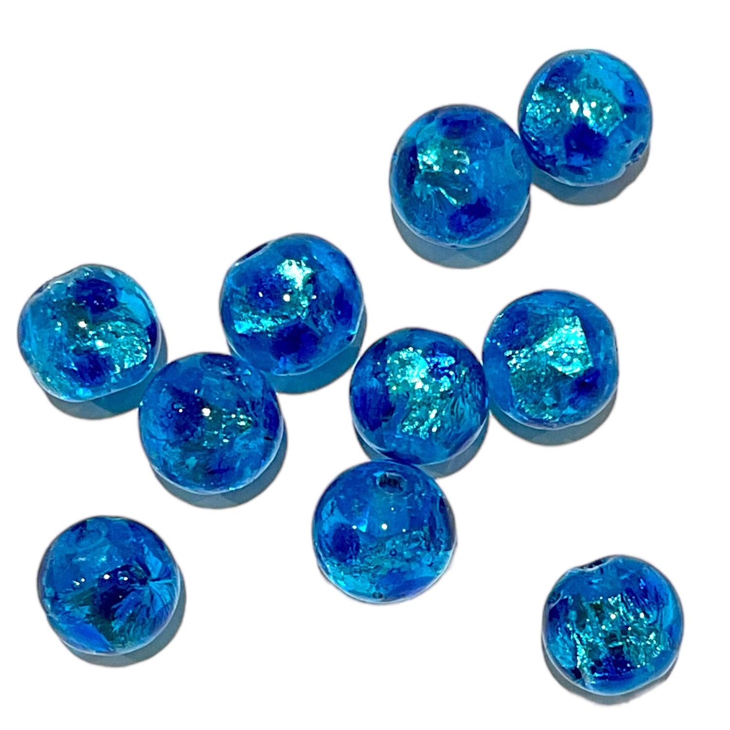 10 perles de verre phosphorescente bleu claire #12 - Foliesbijoux