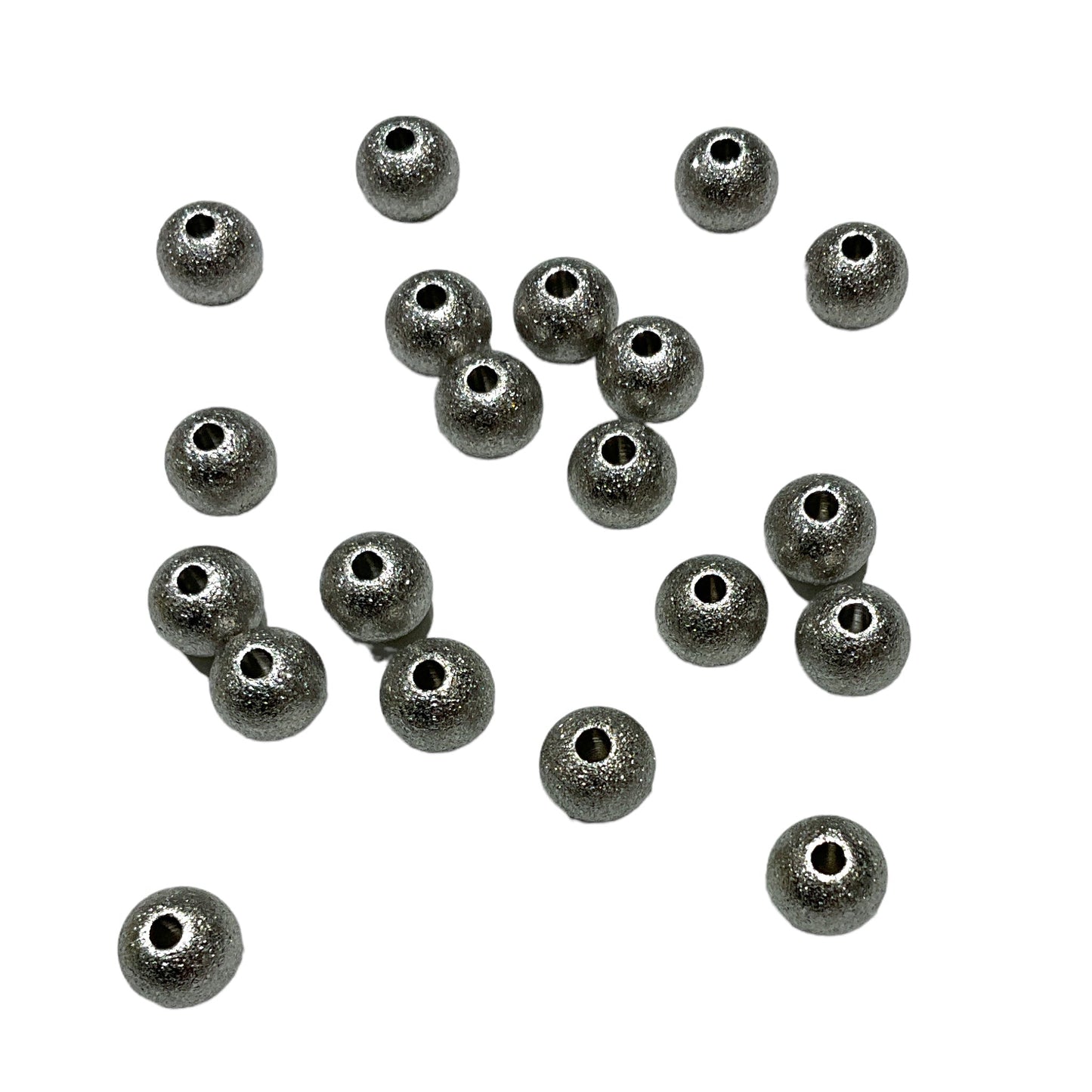 20 boules intercalaires pour perles pailletées de 8mm acier inoxydable argentées