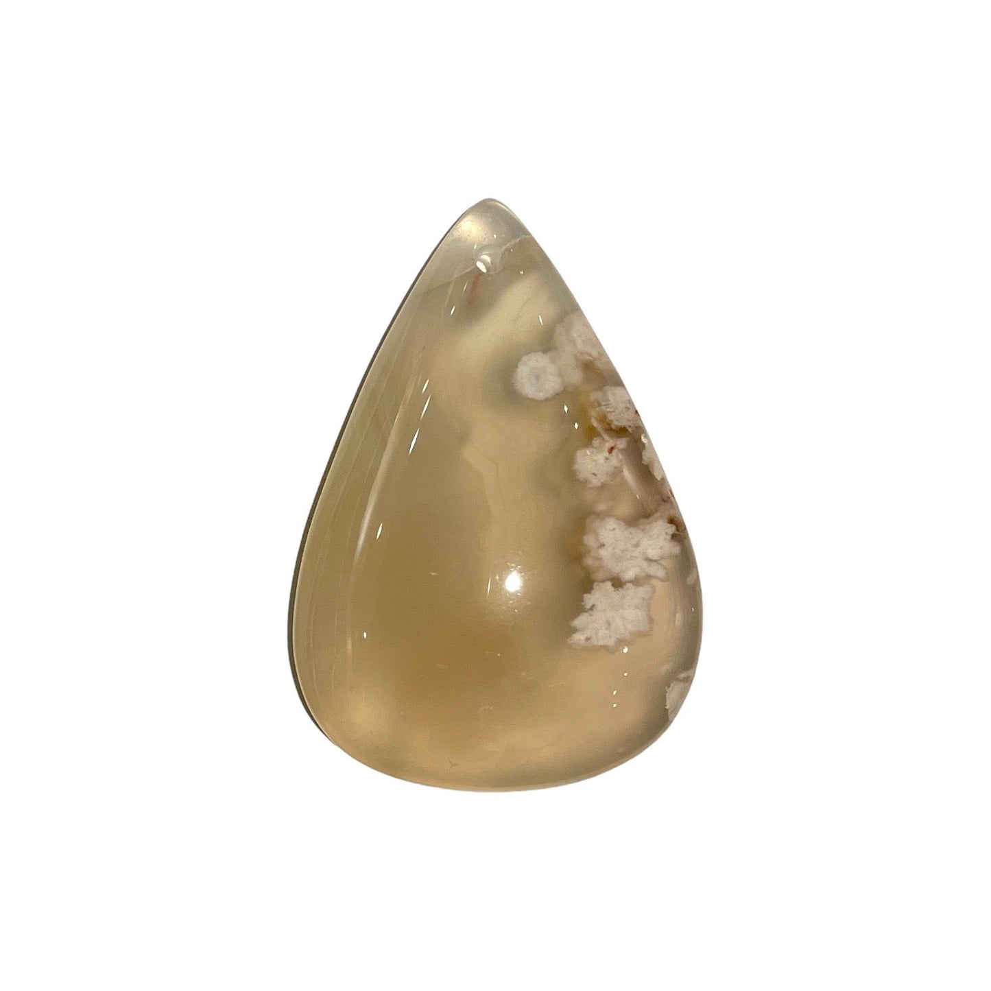 Pendentif Agate Fleur de cerisier goutte plate percé devant