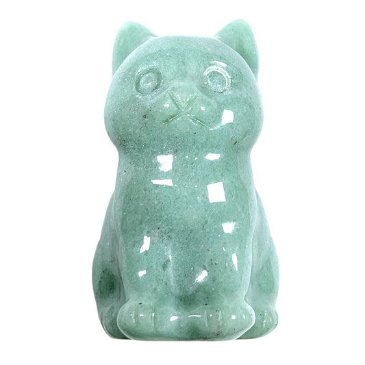 Figurine chat en Aventurine verte