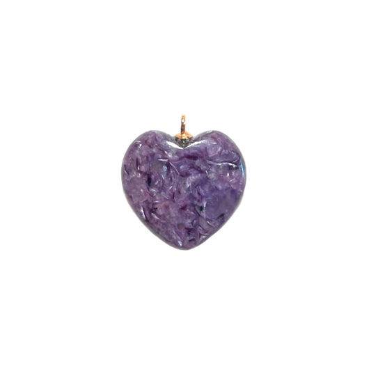 Pendentif Charoite coeur percé devant - Foliesbijoux