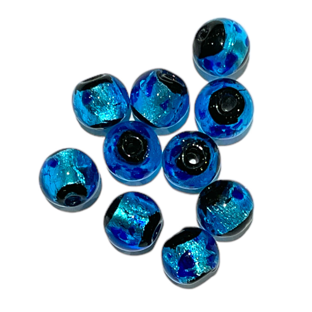 10 perles lucioles Hotaru d’Okinawa bleu claire 8 mm