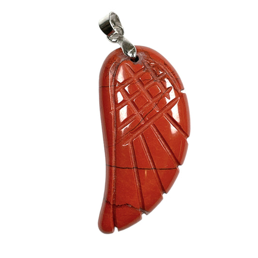 Pendentif Jaspe rouge en aile épaisse