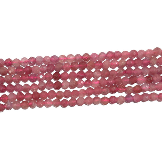 Fil de perles facettées Tourmaline rose