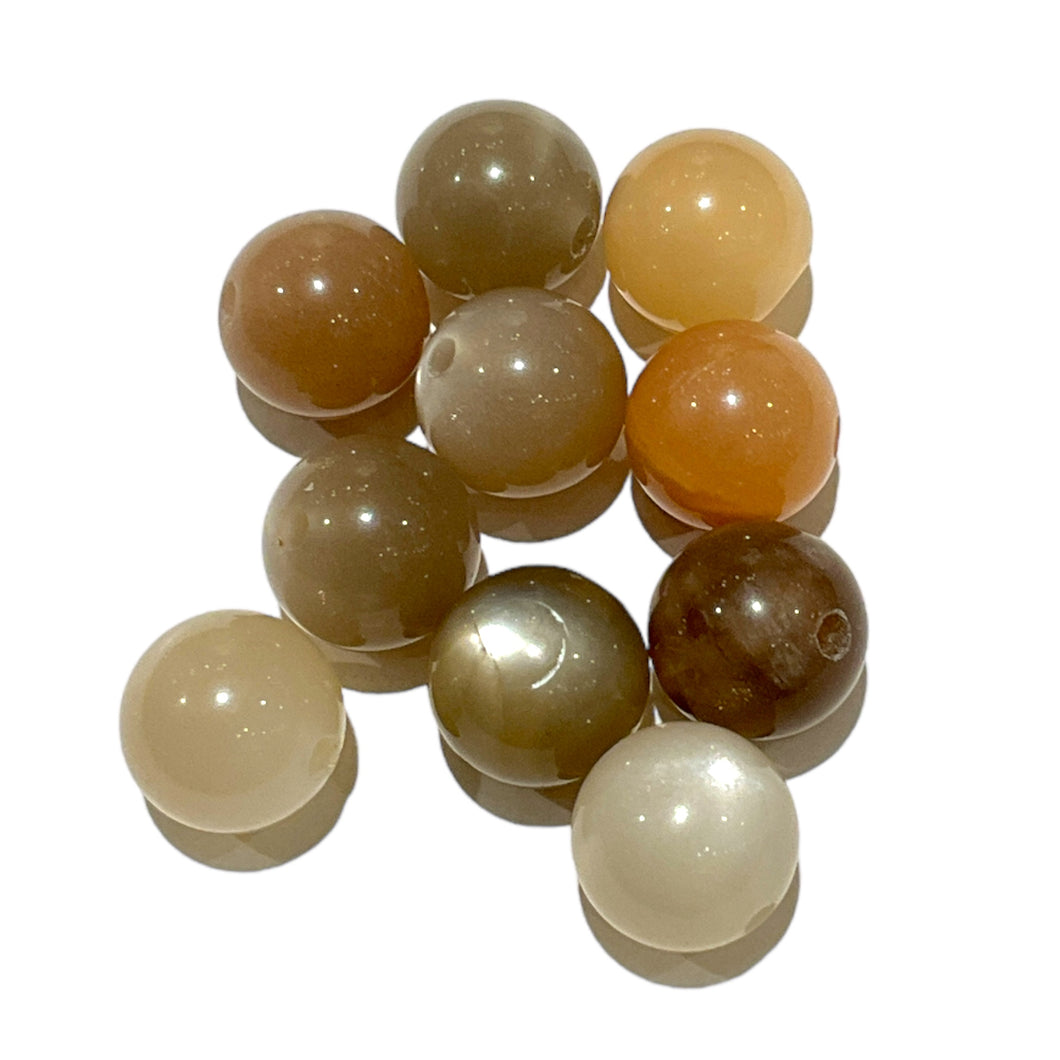 Lot de 10 perles Pierre de lune multicolore – Trou de 1,5 mm