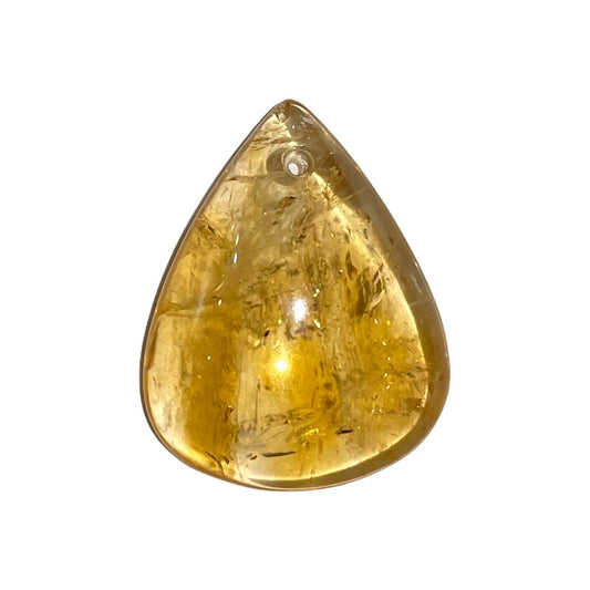 Pendentif Citrine chauffée goutte plate percé devant