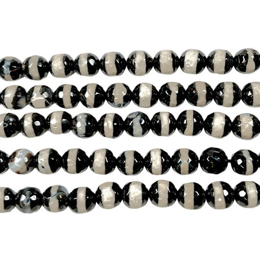 Fil de perle Agate du Tibet Dzi facetté #8 - Foliesbijoux