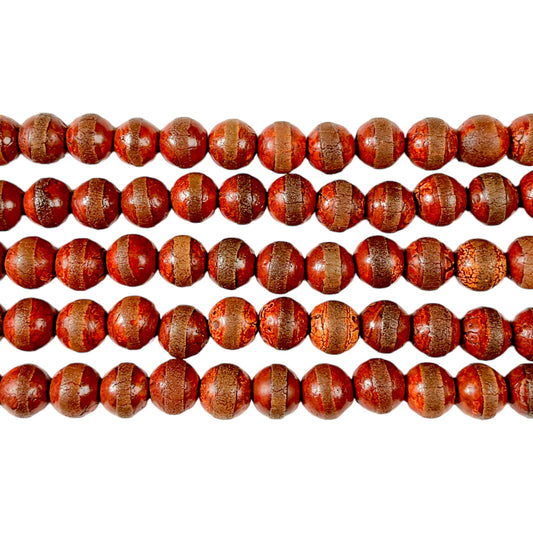 Fil de perle Agate du Tibet Dzi 8 mm matte