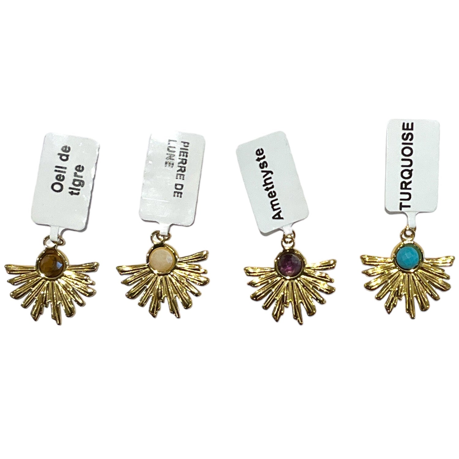 Pendentif forme soleil en pierre & acier inoxydable #1 - Foliesbijoux