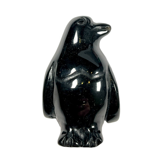 Figurine de pingouin en Obsidienne noire