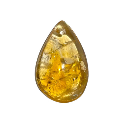 Pendentif Citrine chauffée goutte plate percé devant