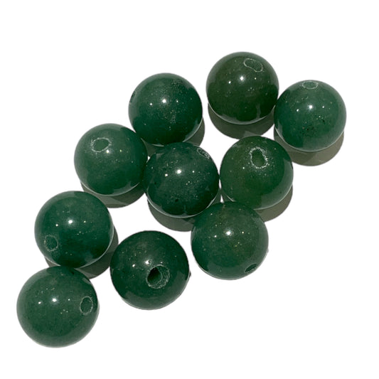 Set of 10 Green Aventurine Beads - 1.5mm Hole