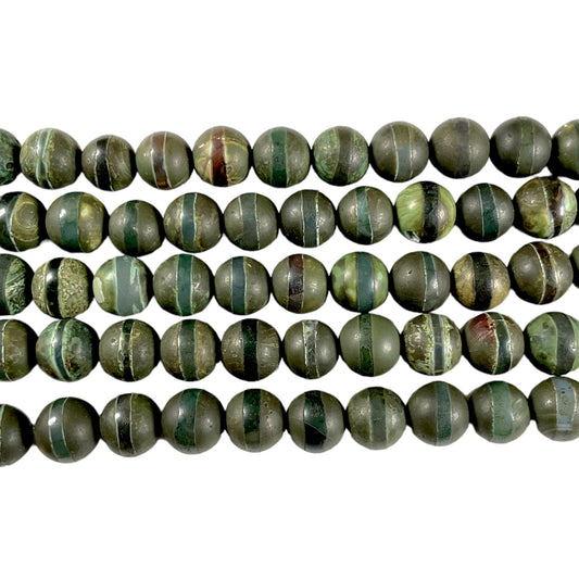 Fil de perle Agate du Tibet Dzi 8 mm matte