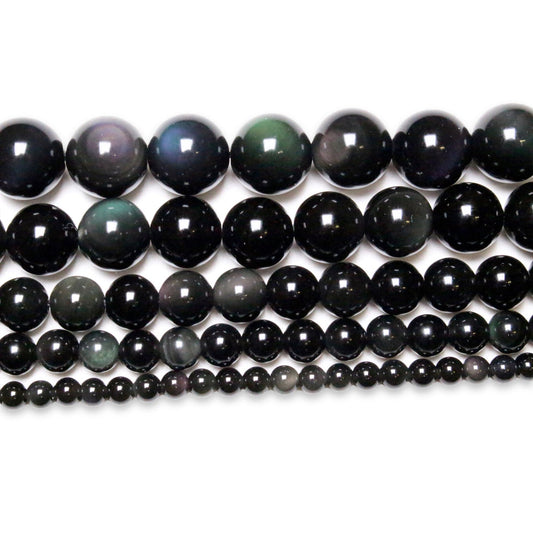 Fil de perle Obsidienne oeil céleste AA - Foliesbijoux