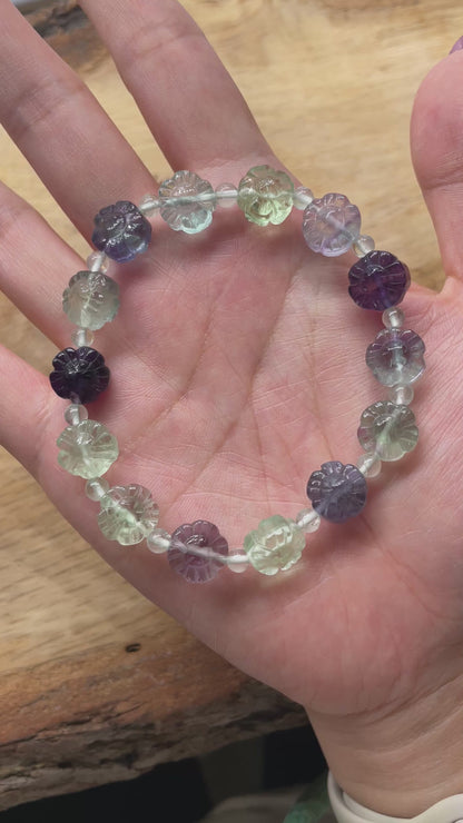 Bracelet Fluorine Fleurs AA+ 10x10 mm