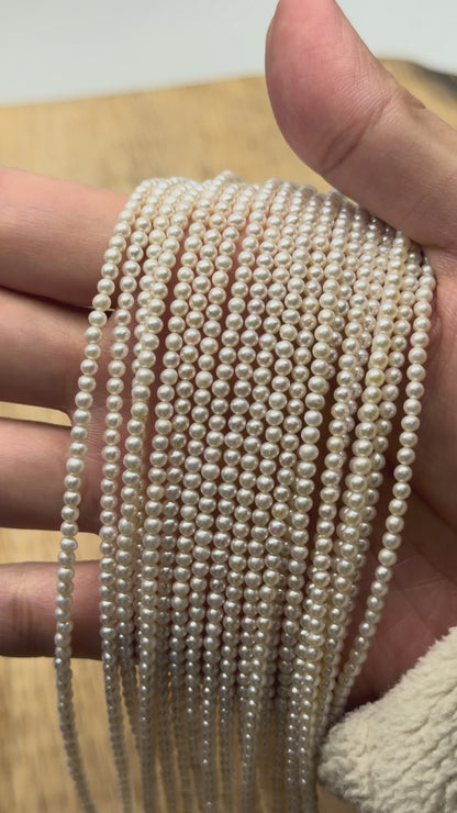Fil de perle d’eau douce extra ronde grade AAA (3 tailles disponibles)