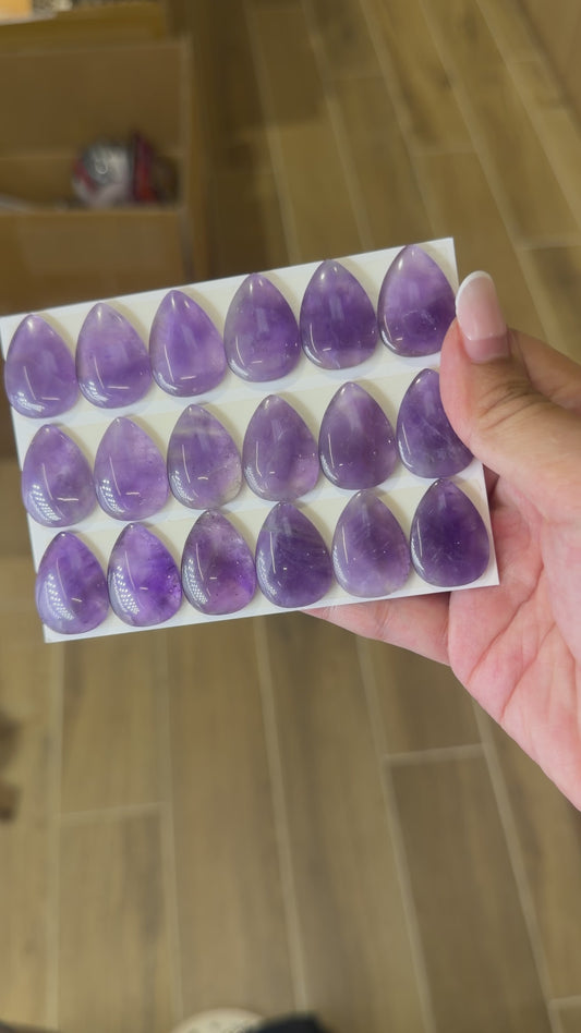 Lot de 18 pendentif Cabochon goutte Améthyste AAA 18x25 mm