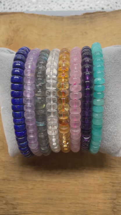 Bracelet rondelle 8x4mm en pierre naturelle (8 pierres disponible)