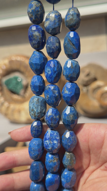 Fil de perle forme libre Lapis OVALE FACETTÉ 13x18 mm (référence 119)
