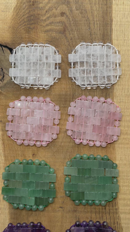 Un lot de 2 Patchs pour les yeux en aventurine verte 6x6,5 cm