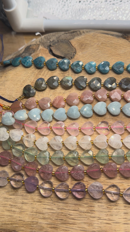 Fil de coeur facetté en pierre naturelle 12 mm (19 pierres disponible)