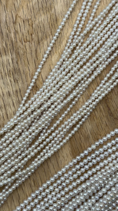 Fil de perle d’eau douce extra ronde grade AAA (3 tailles disponibles)