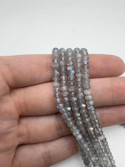 Fil de perles rondelles facettées Labradorite 3x4 mm