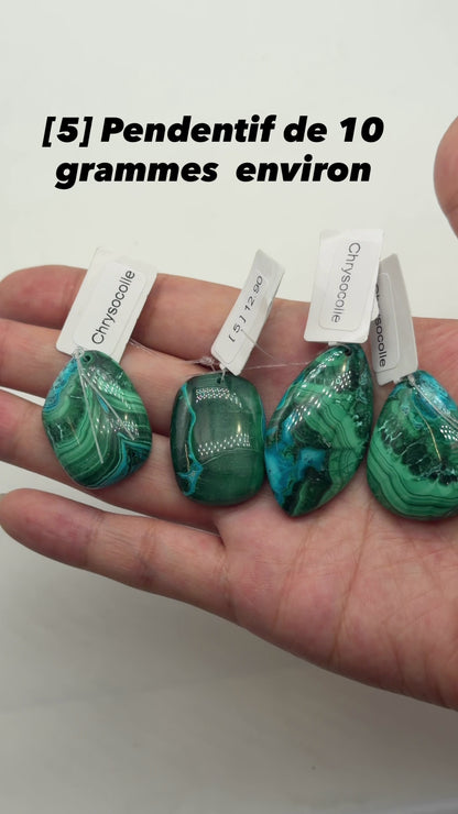 Pendentif en Chrysocolle avec malachite (forme aléatoire)