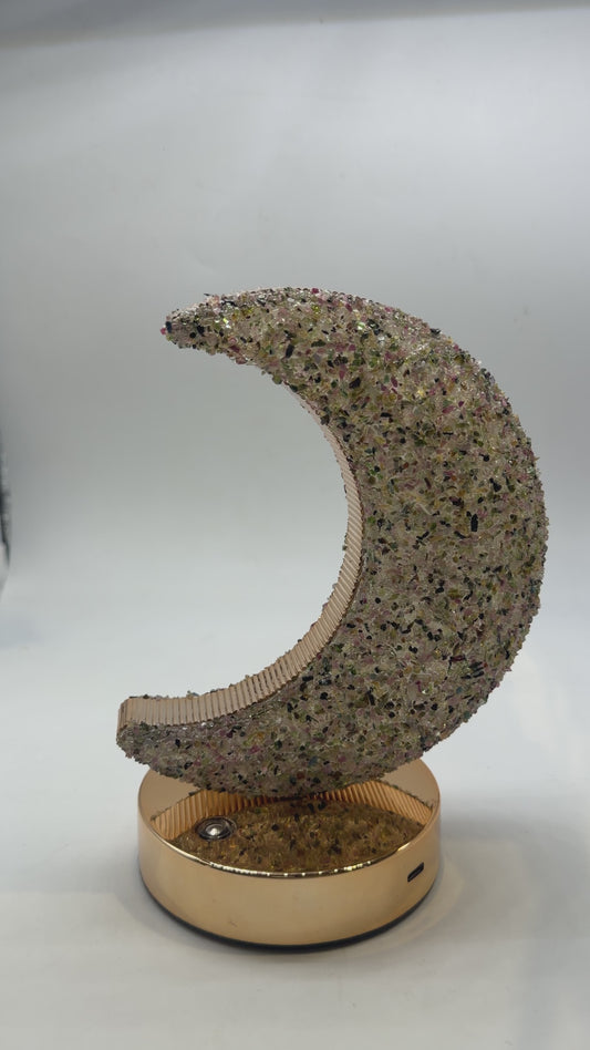 Amethyst Moon Lamp 21x14 cm – Rechargeable & Touch