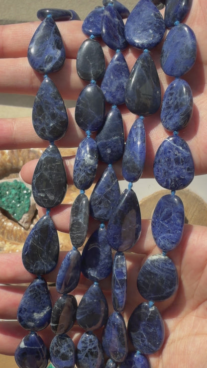 Fil de perle forme libre facetté Sodalite 15x21 mm (référence 113)