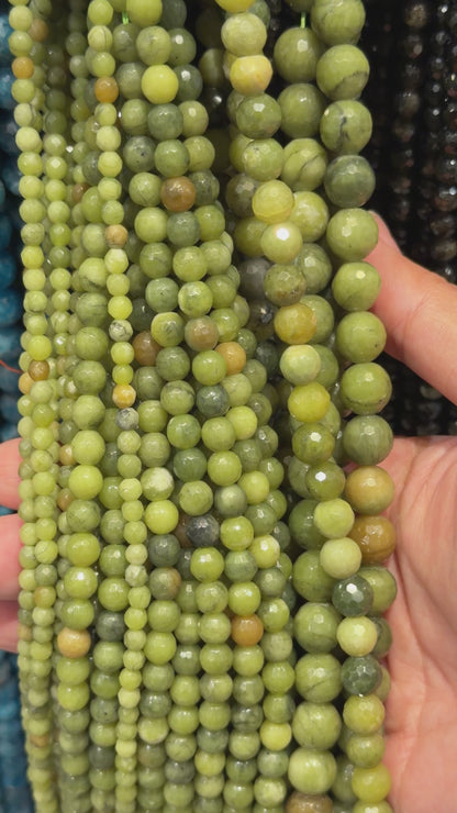 Fil de perles facettées jade de thailande