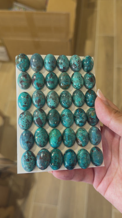 Lot de 36 pendentif Cabochon ovale Chrysocolle AAA 13x18 mm (modele unique — modèle 1)