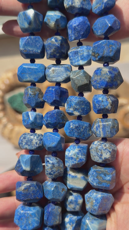 Fil de perle forme libre Lapis rectangle cube facetté 13x18 mm (référence 120)