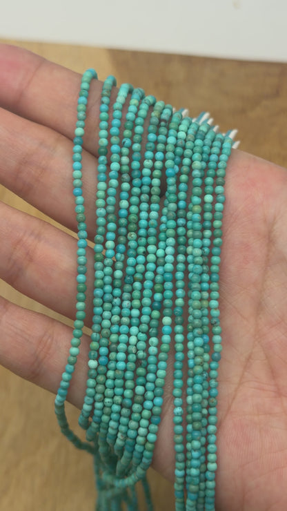 Fil de perle turquoise verte 2 mm