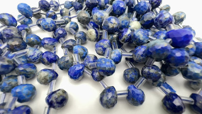 Fil Lapis lazuli goutte facetté 8x10 mm