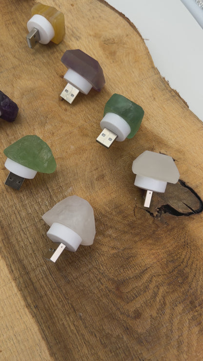 Lampe de nuit/ Veilleuse en pierre naturelle (5 pierres disponible) — Alimentation USB-A