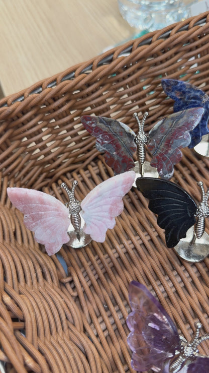 Papillon 7x4.5 cm avec support intégré (13 pierres disponibles) Restock