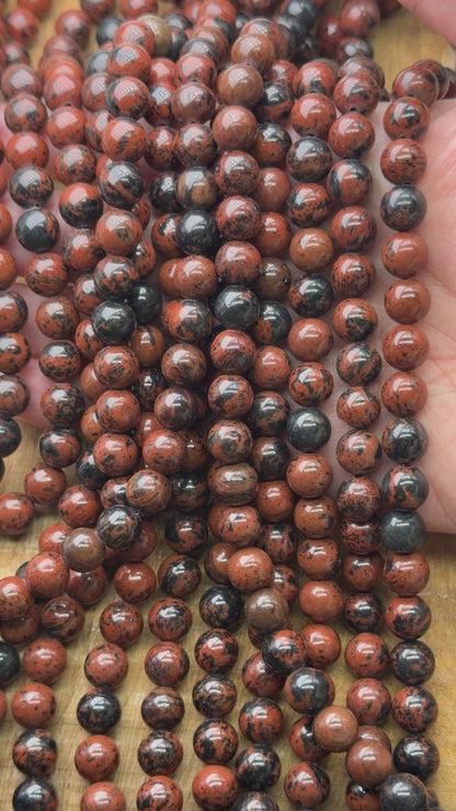 Fil de perle Obsidienne acajou A