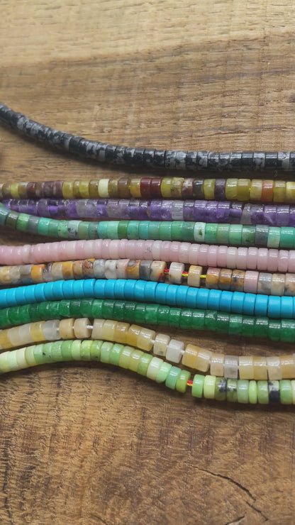 Fil de perle Heishi 4x2 mm en pierre naturelle