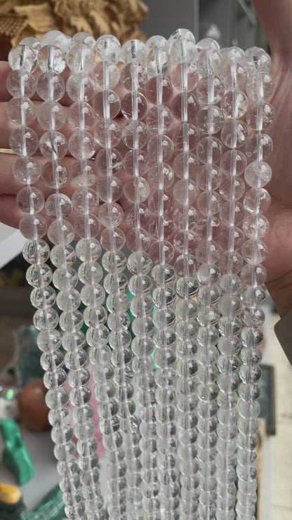 Fil de perle Cristal de roche (avec inclusion)