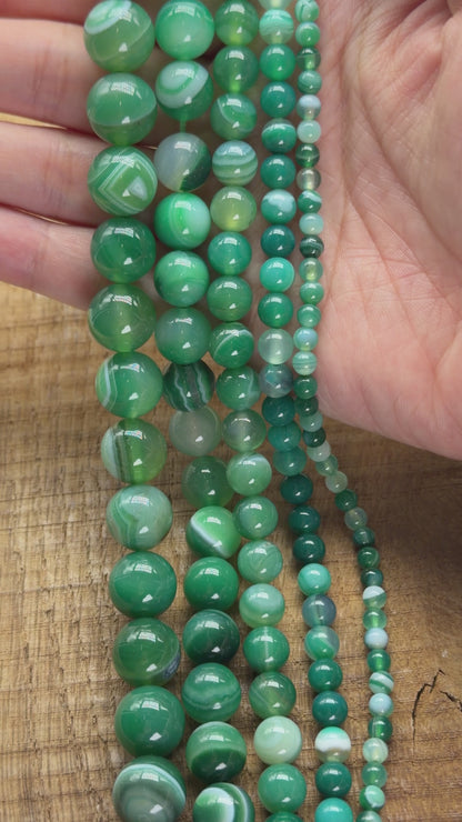 Fil de perle Agate verte chauffée