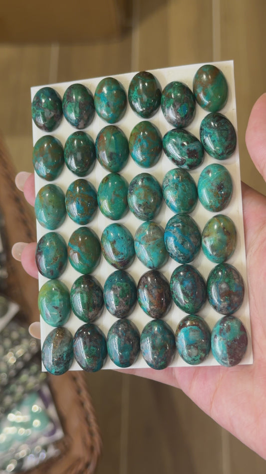 Lot de 36 pendentif Cabochon ovale Chrysocolle AAA 13x18 mm (modele unique — modèle 2)