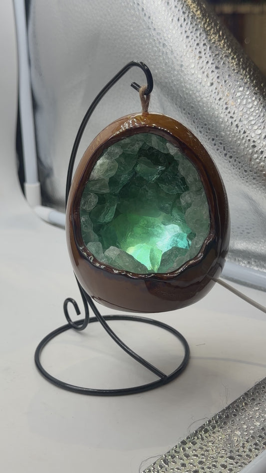 Fluorite & ceramic egg lamp