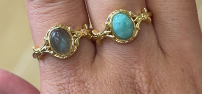 Bague en laiton rhodié doré & pierre naturelle (10 modèles réglables) #8