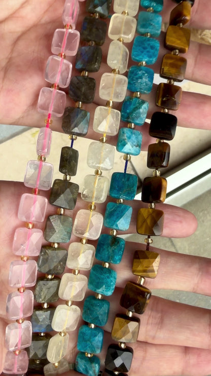 Strand of faceted square beads 10 mm (9 beads available)